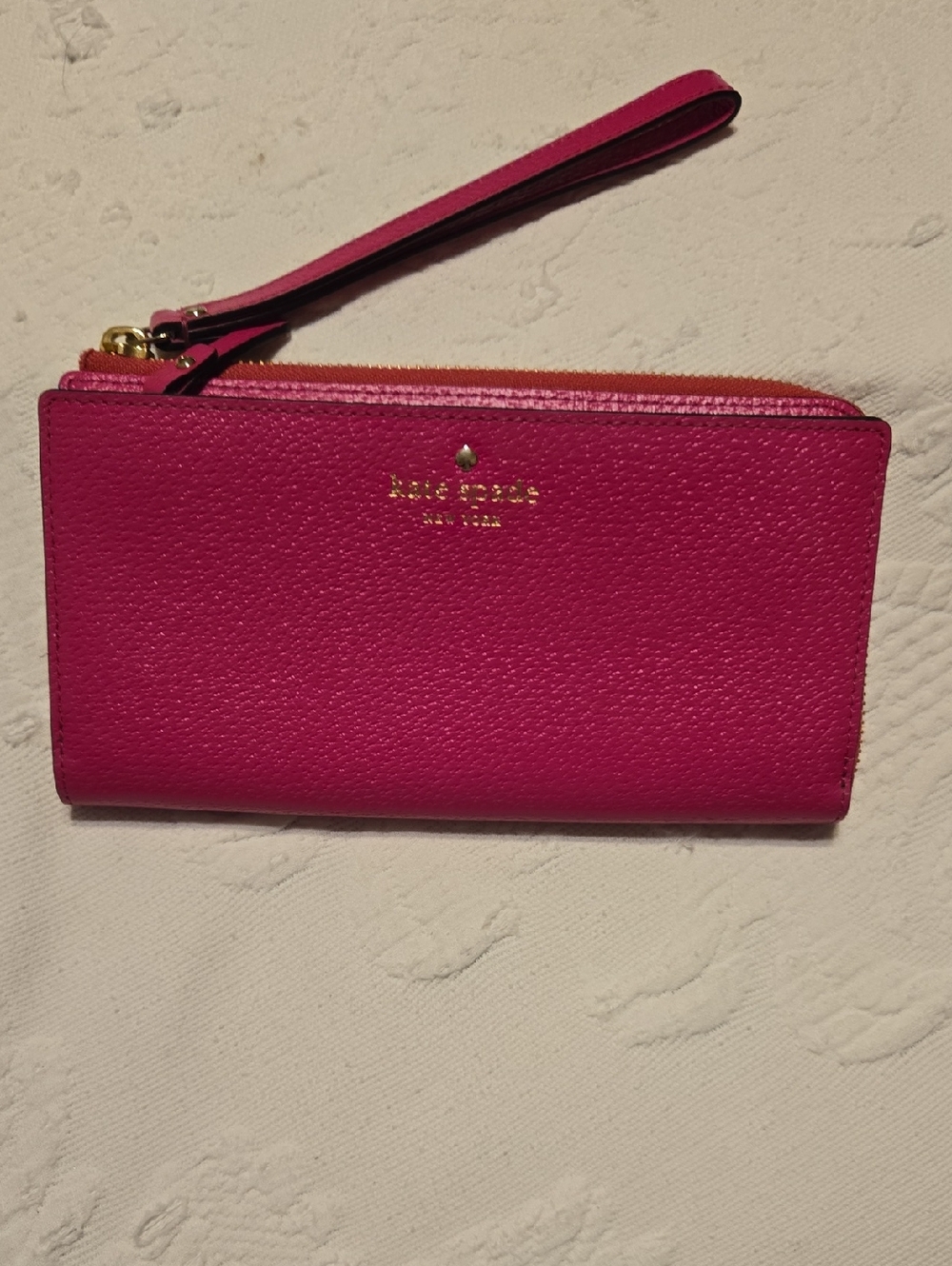 kate spade Hot Pink Pebbled Leather Wristlet